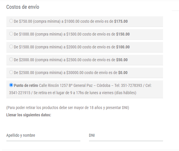 Opciones de Compras